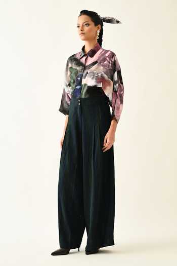 OFRIDA_Multi Color Collared Twilight Bloom Ae Printed Cotton Shirt _at_Aza_Fashions