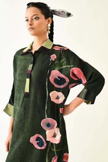 Shop_OFRIDA_Pink Cotton Collared Mossfield Anti-fit Dress _Online_at_Aza_Fashions