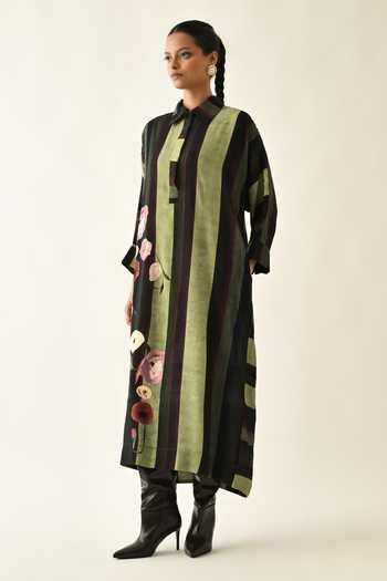 Shop_OFRIDA_Pink Cotton Collared Moss Striped Dress 