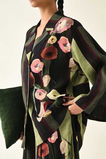 Buy_OFRIDA_Pink Cotton Collared Moss Stripes Jacket _Online_at_Aza_Fashions