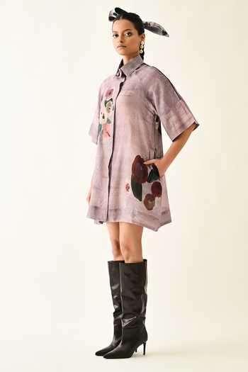 Shop_OFRIDA_Lilac Collared Dusk Pink A-line Short Dress _Online_at_Aza_Fashions