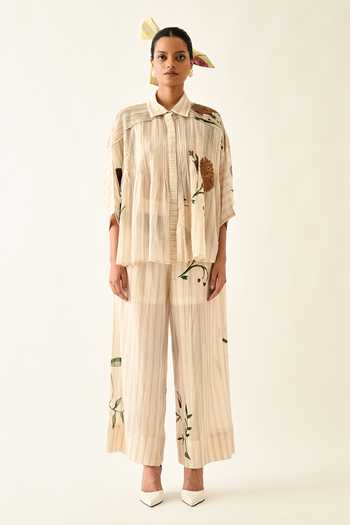 Shop_OFRIDA_Green Collared Dewstripe Printed Top _Online_at_Aza_Fashions
