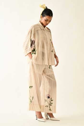 OFRIDA_Green Collared Dewstripe Printed Top _Online