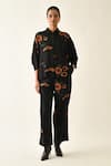 Buy_OFRIDA_Black Cotton Collared Winter Daffoldi Ae Printed Shirt And Pant Set _at_Aza_Fashions