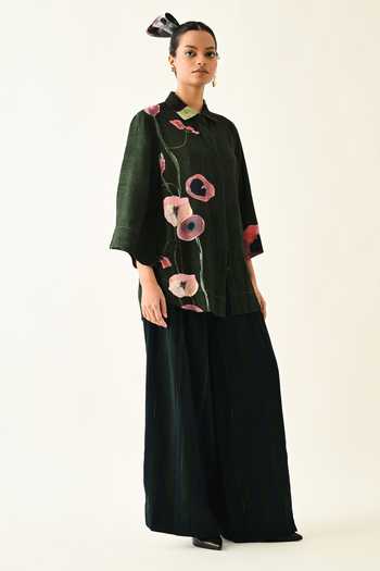 Buy_OFRIDA_Pink Cotton Collared Mossfield Printed Shirt Pant Set _at_Aza_Fashions