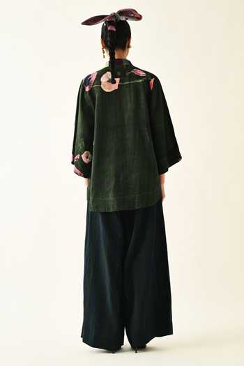 Shop_OFRIDA_Pink Cotton Collared Mossfield Printed Shirt Pant Set _at_Aza_Fashions
