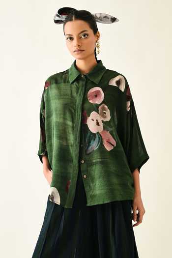 Buy_OFRIDA_Pink Cotton Collared Mossfield Ae Printed Shirt And Pant Set _Online_at_Aza_Fashions