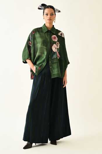 Shop_OFRIDA_Pink Cotton Collared Mossfield Ae Printed Shirt And Pant Set _Online_at_Aza_Fashions