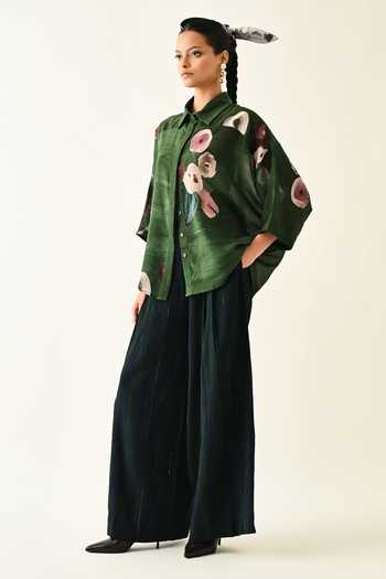 Shop_OFRIDA_Pink Cotton Collared Mossfield Ae Printed Shirt And Pant Set _at_Aza_Fashions
