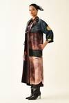 Shop_OFRIDA_Brown Cotton Collared Skyline Printed Trench Jacket And Dress Set _Online_at_Aza_Fashions