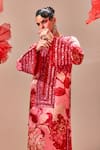 Shop_Sachkiran Bimbra_Pink Satin Embroidery, Sequins, Beads, Zari Round Neck Hand Kaftan _at_Aza_Fashions