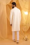 Shop_Spring Break_Ivory Silk, Dupion, Cotton Satin Embroidery Sherwani And Pant Set _at_Aza_Fashions