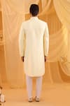 Shop_Spring Break_Ivory Silk, Cotton Satin Embroidery Jacquard Sherwani Set _at_Aza_Fashions