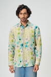 Buy_Honey&Me_Multi Color Linen Monet Garden Print Shirt _at_Aza_Fashions