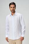 Buy_Honey&Me_White Linen Embroidery Coastline Dobby Shirt _at_Aza_Fashions
