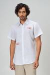 Buy_Honey&Me_White Linen Embroidery Amalfi Shirt _at_Aza_Fashions