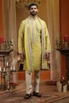 Buy_AUGUST by Swati Akash Jhunjhunwala_Yellow Silk, Dupion Embroidery, Mirrors, Zari Kurta Set _at_Aza_Fashions