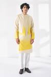 Buy_Dhruv Vaish_Yellow Silk, Cotton, Chanderi Ombre Layered Kurta Set _at_Aza_Fashions