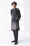 Buy_Dhruv Vaish_Black Silk, Cotton, Chanderi Ombre Layered Kurta Set _Online_at_Aza_Fashions