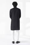 Shop_Dhruv Vaish_Black Silk, Cotton Embroidery Thread Border Kurta Set _at_Aza_Fashions