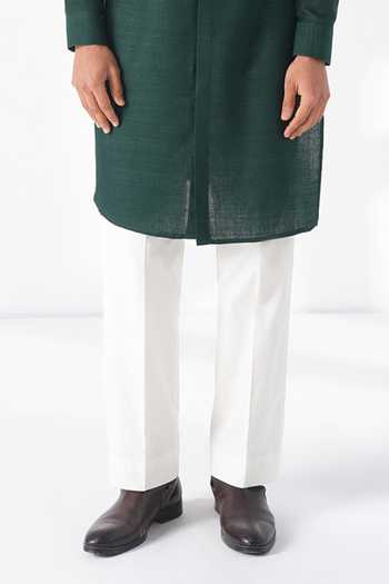 Buy_Dhruv Vaish_Green Silk Zari Thread Embroidered Motif Kurta Set _Online_at_Aza_Fashions