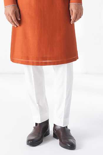 Buy_Dhruv Vaish_Orange Silk, Cotton, Chanderi Embroidery Scattered Kurta Set _Online_at_Aza_Fashions