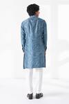Shop_Dhruv Vaish_Blue Silk, Cotton, Chanderi Swirl Printed Kurta Set _at_Aza_Fashions