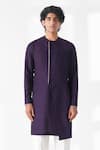 Buy_Dhruv Vaish_Purple Silk Diagonal Cut Kurta _at_Aza_Fashions