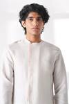 Dhruv Vaish_Ivory Silk Diagonal Cut Kurta _Online_at_Aza_Fashions