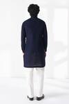 Shop_Dhruv Vaish_Navy Silk Diagonal Cut Kurta _at_Aza_Fashions