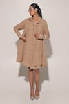 Buy_Kriti Bapna_Beige Linen Collared Blended Dress And Jacket Set _at_Aza_Fashions