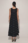 Shop_Kriti Bapna_Black Linen Mirrors Round Neck Embellished Layered Dress _at_Aza_Fashions