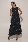 Buy_Kriti Bapna_Black Linen Mirrors Round Neck Embellished Layered Dress _Online_at_Aza_Fashions