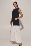 Buy_Kriti Bapna_Black Linen High Neck Blended Top And Pant Set _Online_at_Aza_Fashions