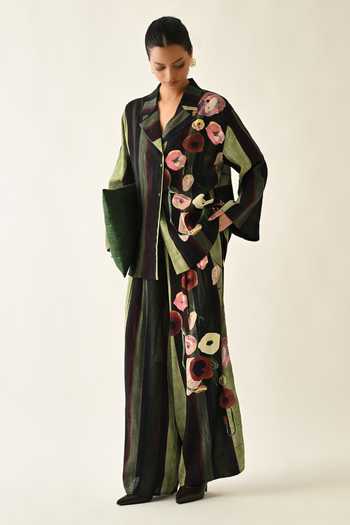Buy_OFRIDA_Pink Cotton Collared Moss Stripes Jacket 