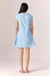 Shop_Savaaya_Blue Denim Embroidery Round Neck Frostline Short Dress _at_Aza_Fashions