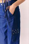 Shop_Savaaya_Blue Denim Fringe Collared Sway Top Pant Set _Online_at_Aza_Fashions