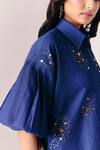 Shop_Savaaya_Blue Denim Sequins Collared Aurelia Abstract Pattern Shirt _Online_at_Aza_Fashions