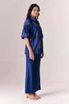 Buy_Savaaya_Blue Denim Mirrors Collared Aurelia Shirt And Pant Set _Online_at_Aza_Fashions