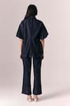 Shop_Savaaya_Black Denim Pearls Collared Midnight Shirt With Nightline Pant _at_Aza_Fashions
