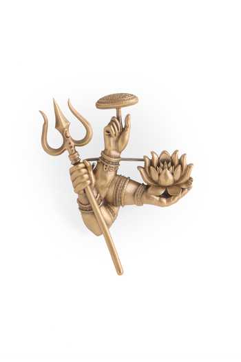 Cosa Nostraa_Gold Brooches Divine Trinity Power _at_Aza_Fashions