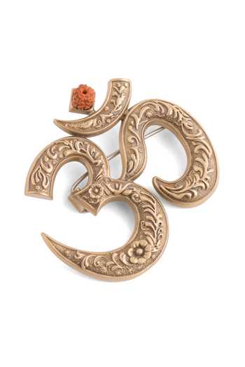 Shop_Cosa Nostraa_Gold Royal Om Emblem Brooch _Online_at_Aza_Fashions