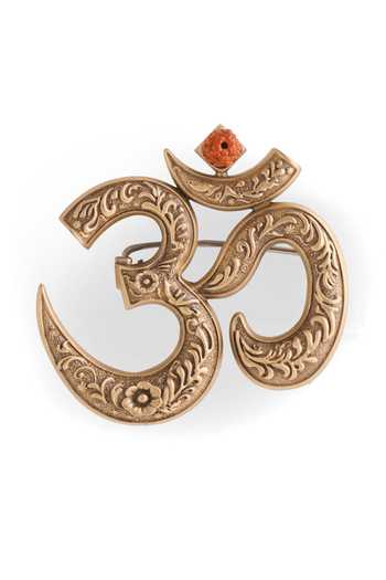 Cosa Nostraa_Gold Royal Om Emblem Brooch _at_Aza_Fashions