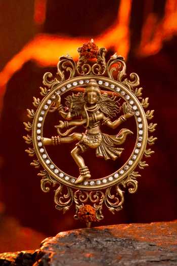 Buy_Cosa Nostraa_Gold Stones Sacred Nataraj Aura Brooch _at_Aza_Fashions