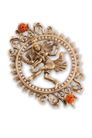 Shop_Cosa Nostraa_Gold Stones Sacred Nataraj Aura Brooch _Online_at_Aza_Fashions