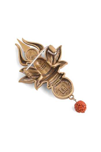 Shop_Cosa Nostraa_Gold Beads, Crystals Sacred Shivling Emblem Brooch _Online_at_Aza_Fashions