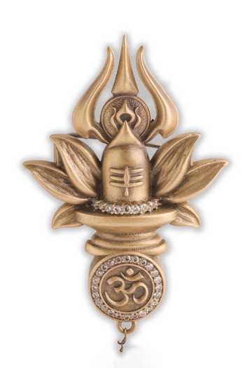 Shop_Cosa Nostraa_Gold Beads, Crystals Sacred Shivling Emblem Brooch 