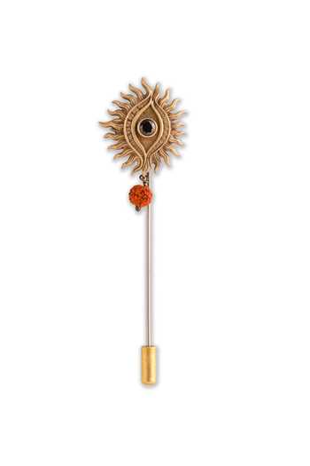 Cosa Nostraa_Gold Antique Carved Of Lapel Pin And Brooch _Online_at_Aza_Fashions