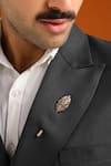 Shop_Cosa Nostraa_Gold Stones Antique Carved Lapel Pin And Brooch Set - 2 Pcs _Online_at_Aza_Fashions