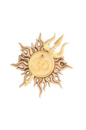 Buy_Cosa Nostraa_Gold Antique Carved Lapel Pin And Brooch Set - 2 Pcs _Online_at_Aza_Fashions